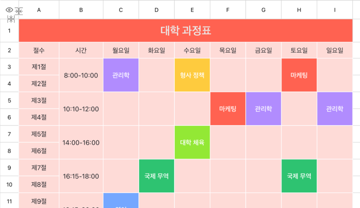 대학 과정표 5